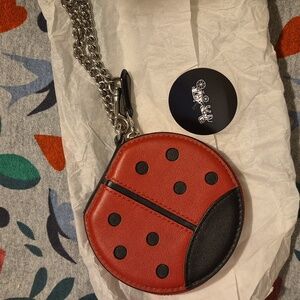 🐞 COACH 🐞 EUC 🎀 LN! LADYBUG leather COLLECTOR'S POUCH🌻 silver HW 🎀 RARE/HTF